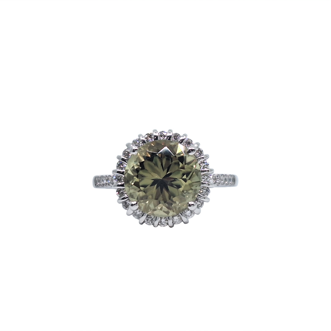 Platinum Csarite & Diamond Ring