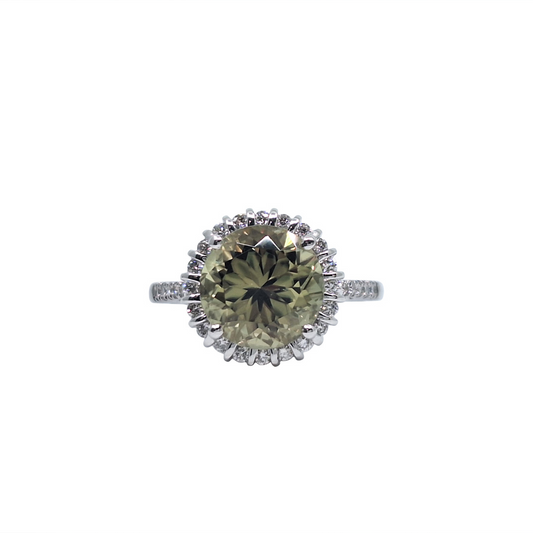 Platinum Csarite & Diamond Ring