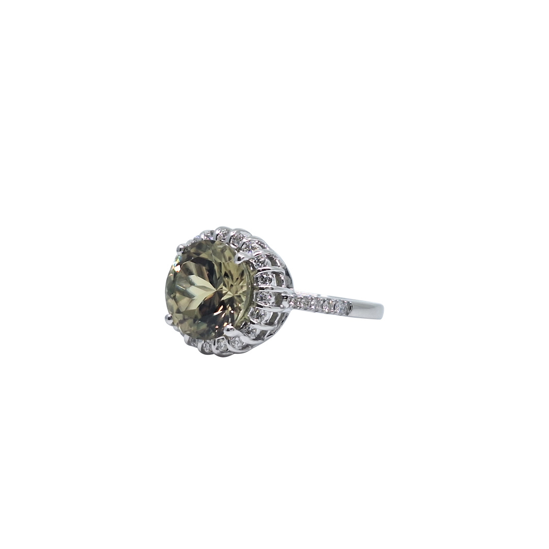Platinum Csarite & Diamond Ring