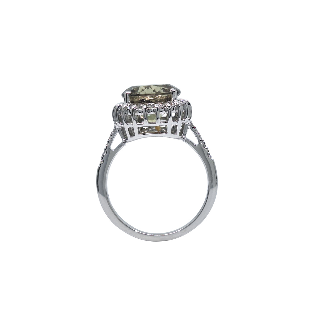 Platinum Csarite & Diamond Ring