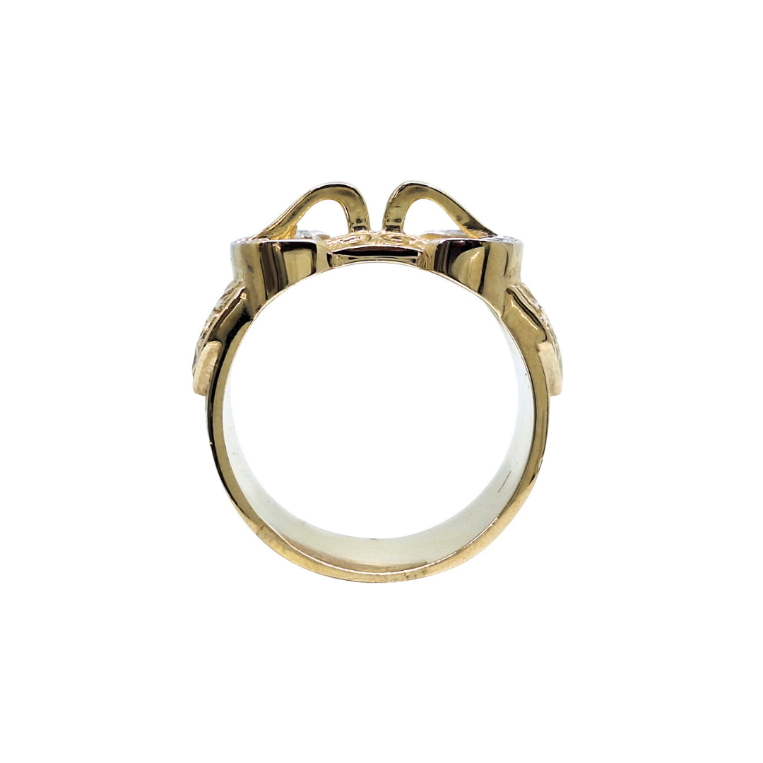 9ct Yellow Gold CZ Buckle Ring