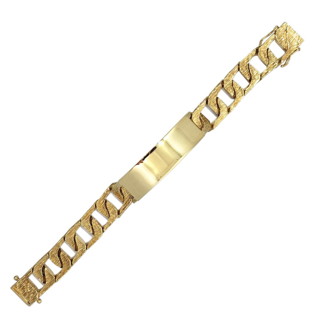 9ct Yellow Gold Barked ID Bracelet