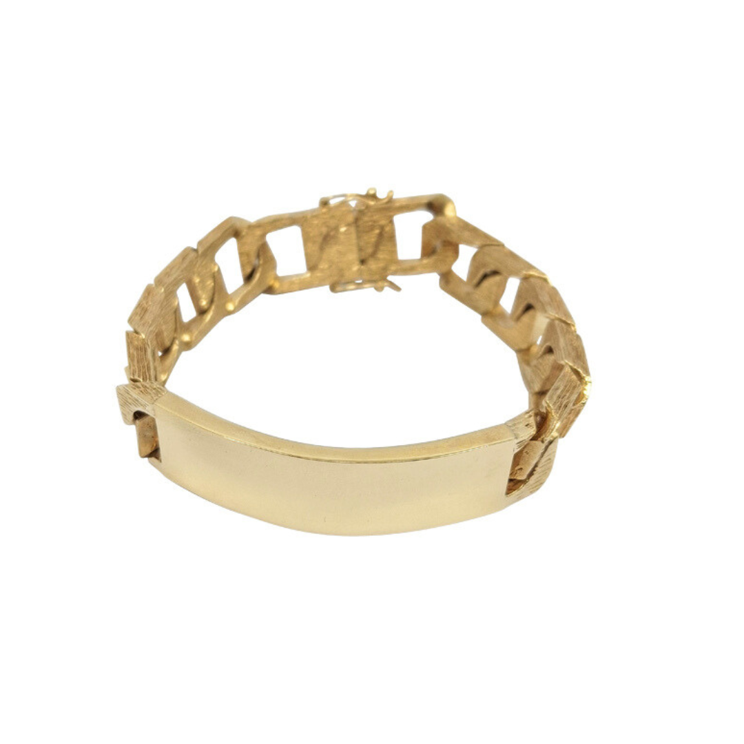 9ct Yellow Gold Barked ID Bracelet