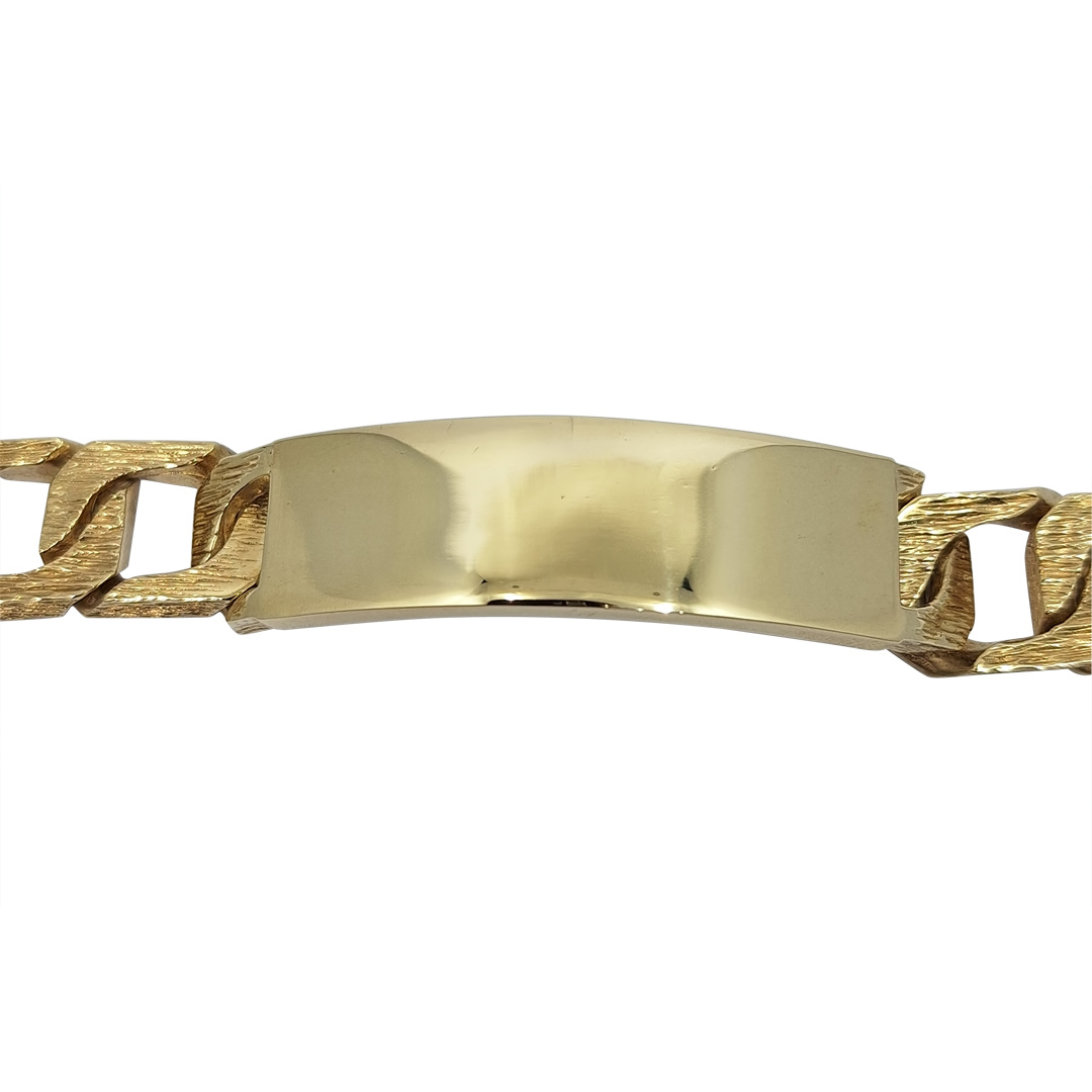 9ct Yellow Gold Barked ID Bracelet