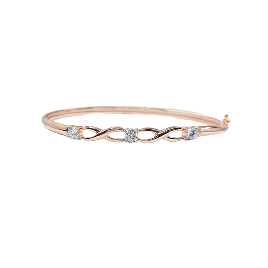 9ct Rose Gold Cubic Zirconia Bangle