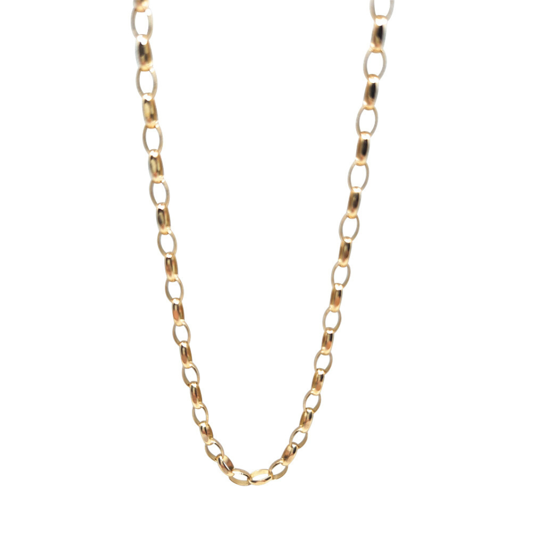 9ct Yellow Gold Oval Link Belcher Chain 28"