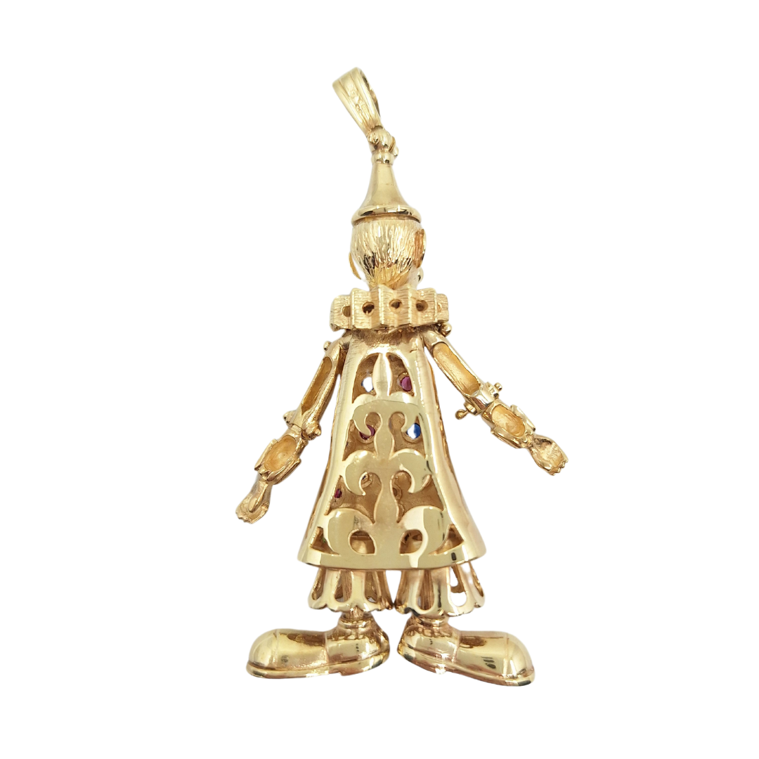 9ct Yellow Gold Cubic Zirconia Clown Pendant