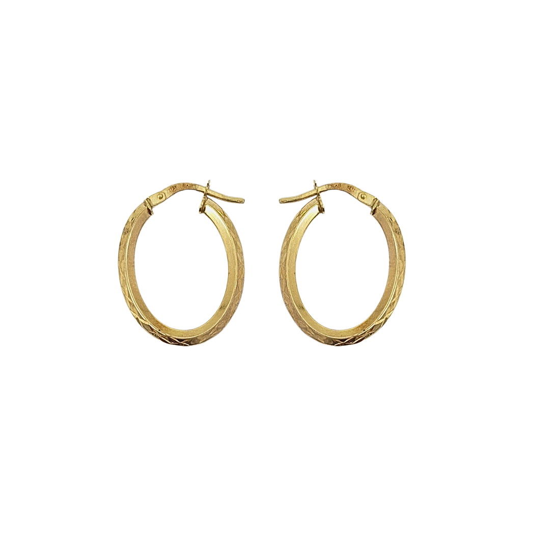 9ct Yellow Gold Oval Creole Earrings