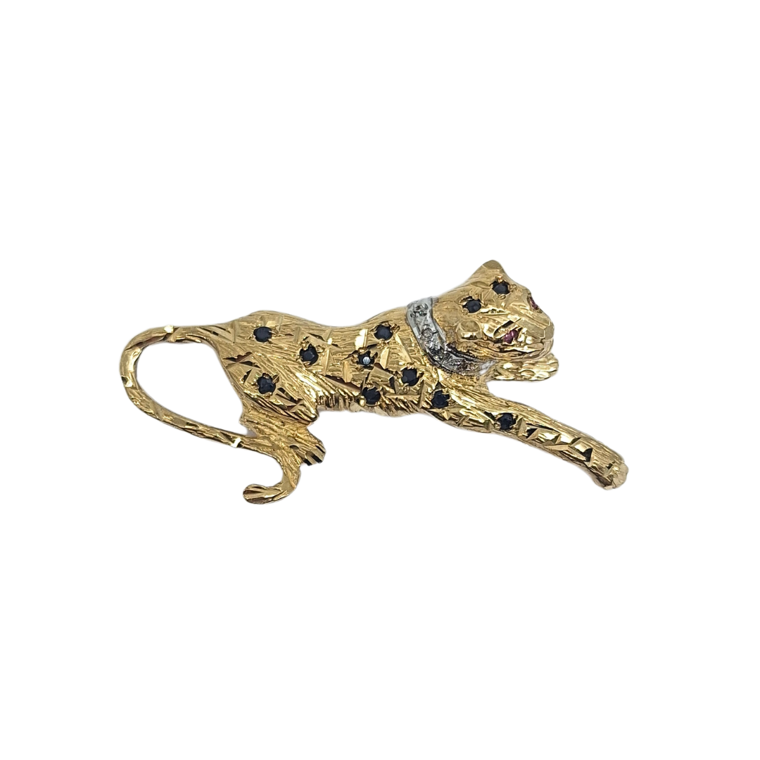 9ct Yellow Gold Leopard Brooch