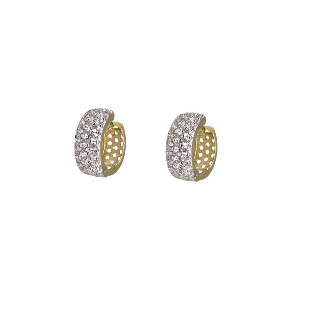 9ct Yellow Gold Cubic Zirconia Huggie Hoop Earrings
