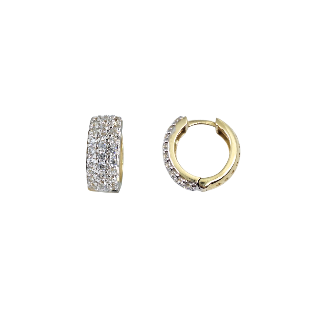 9ct Yellow Gold Cubic Zirconia Huggie Hoop Earrings