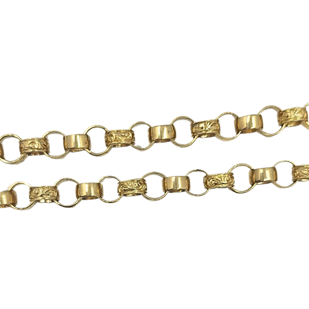 9ct Yellow Gold Patterned Belcher Chain 24"