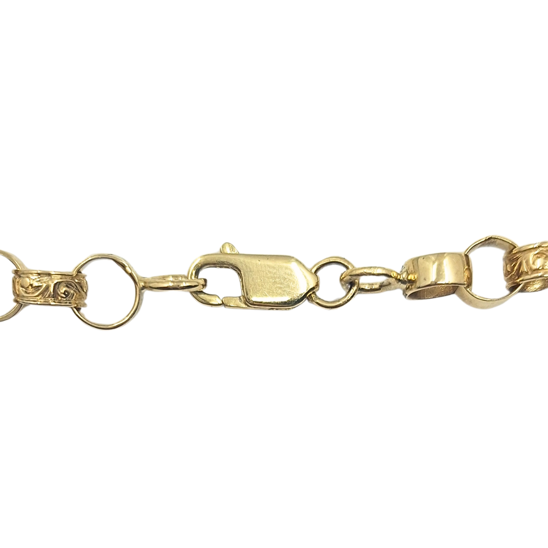 9ct Yellow Gold Patterned Belcher Chain 24"
