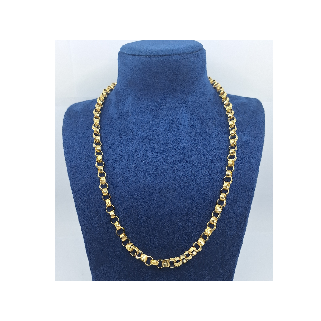 9ct Yellow Gold Patterned Belcher Chain 24"