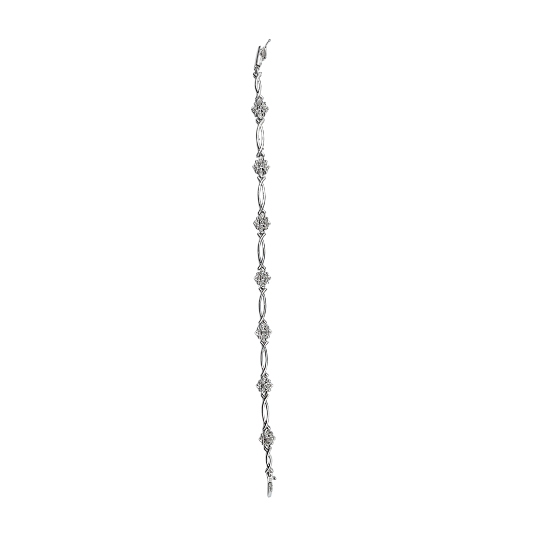 9ct White Gold Diamond Bracelet 7.5"