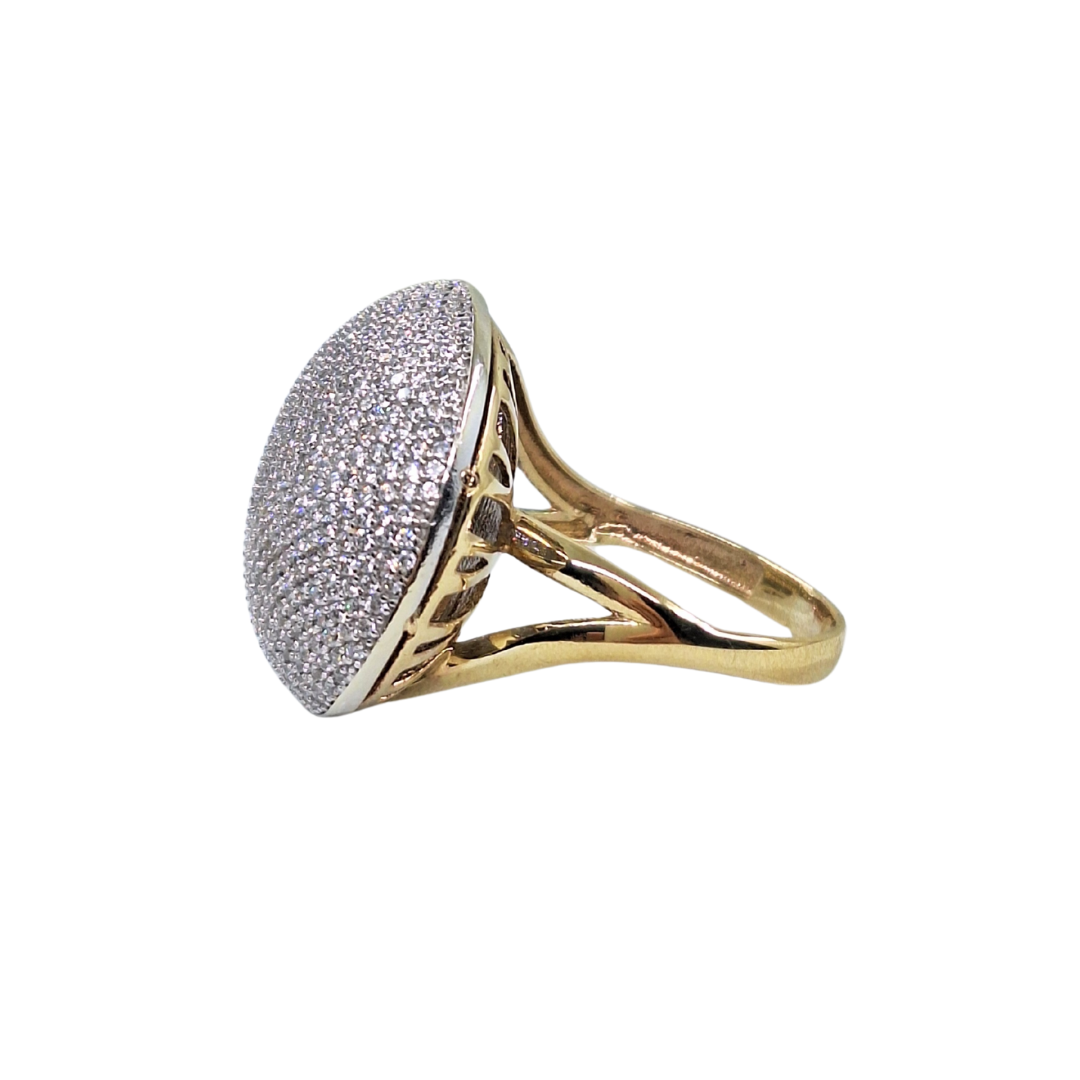 9ct Yellow Gold Cubic Zirconia Domed Cluster Ring