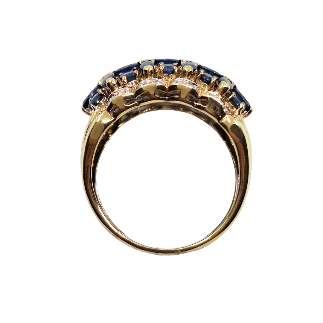 9ct Yellow Gold Sapphire & Diamond Band Ring