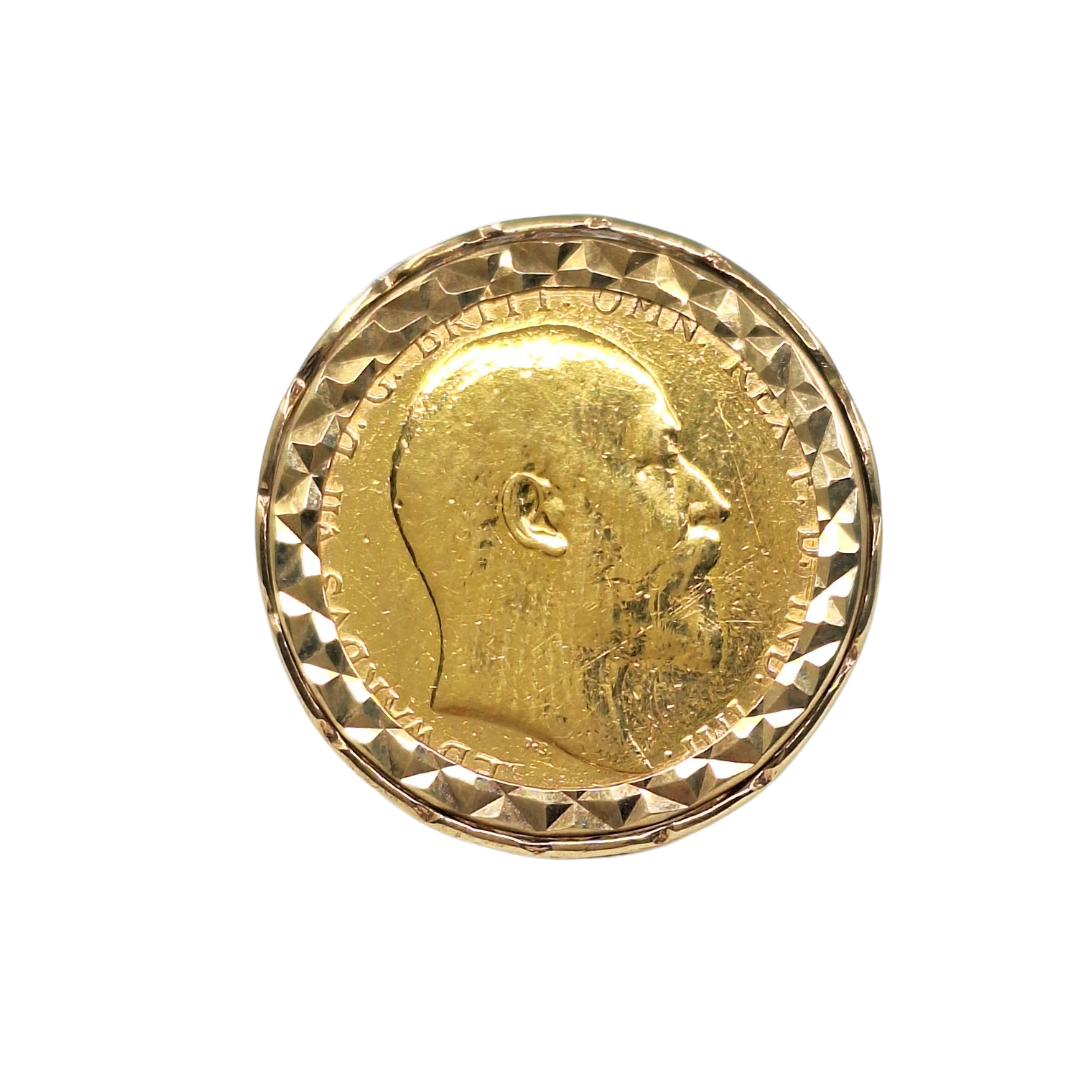 9ct/22ct Yellow Gold Full Sovereign Ring 1907