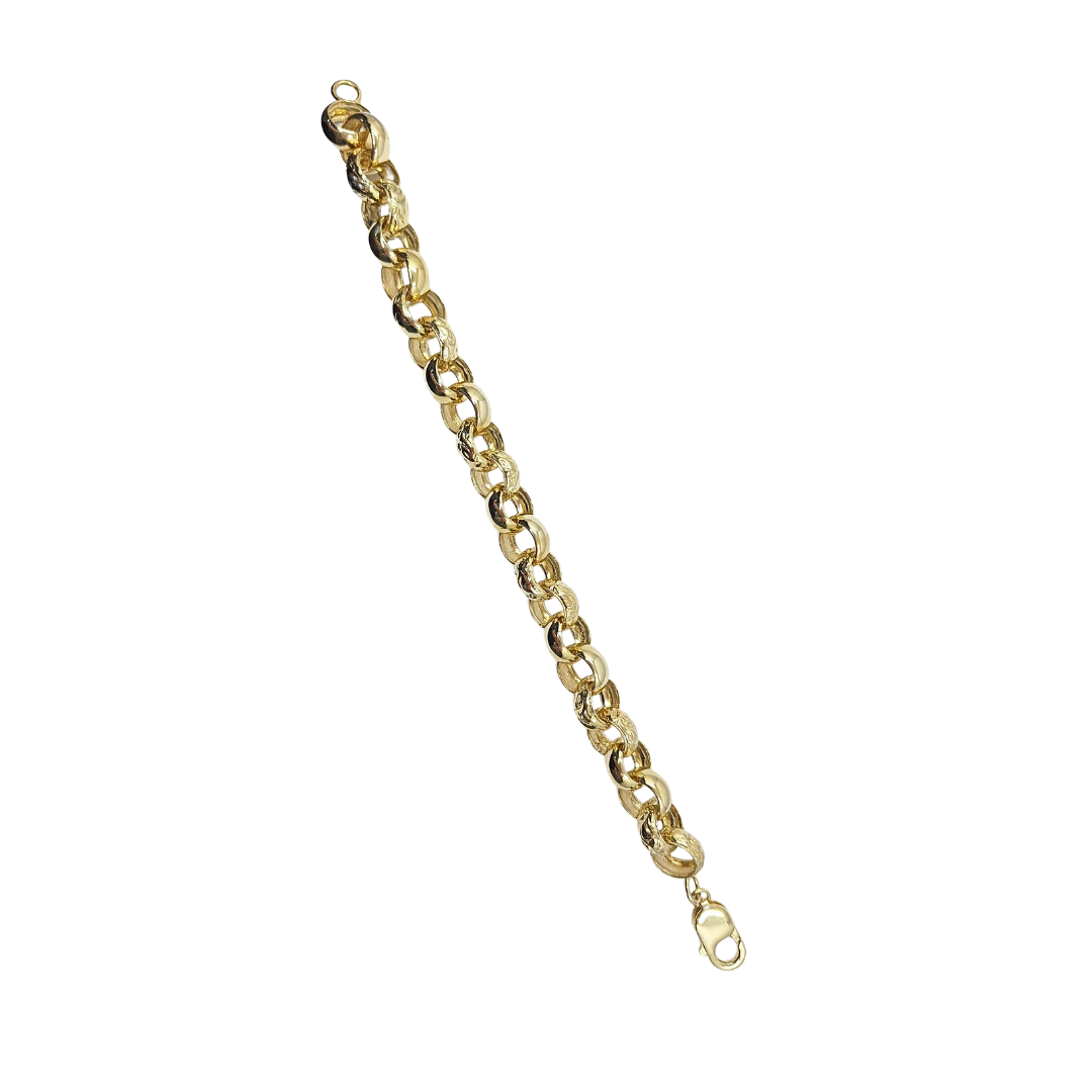 9ct Yellow Gold Patterned Belcher Bracelet 8.75"