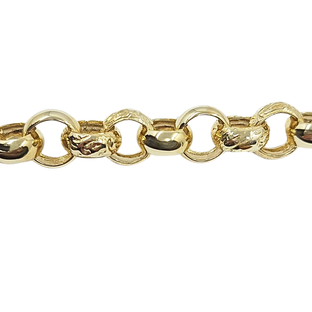 9ct Yellow Gold Patterned Belcher Bracelet 8.75"