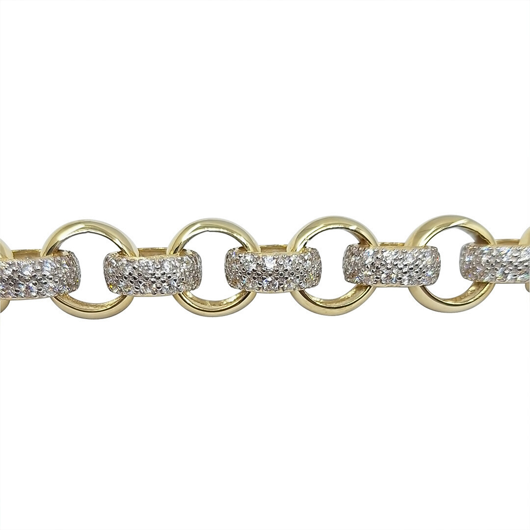 9ct Yellow Gold CZ Belcher Bracelet 9"