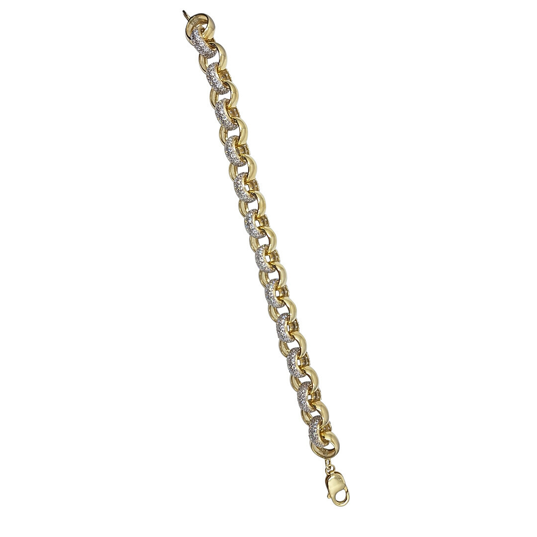 9ct Yellow Gold CZ Belcher Bracelet 9"