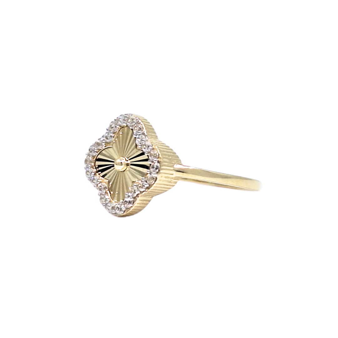 9ct Yellow Gold CZ Clover Ring