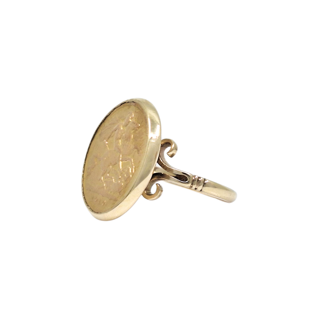 9ct Half Sovereign Ring 1913