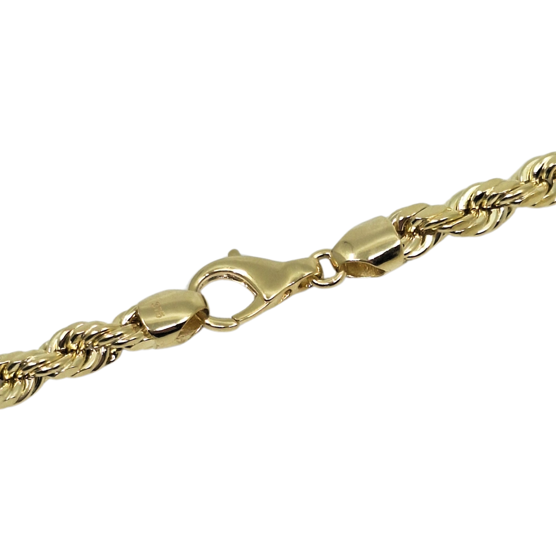 9ct Yellow Gold Hollow Rope Chain 24"