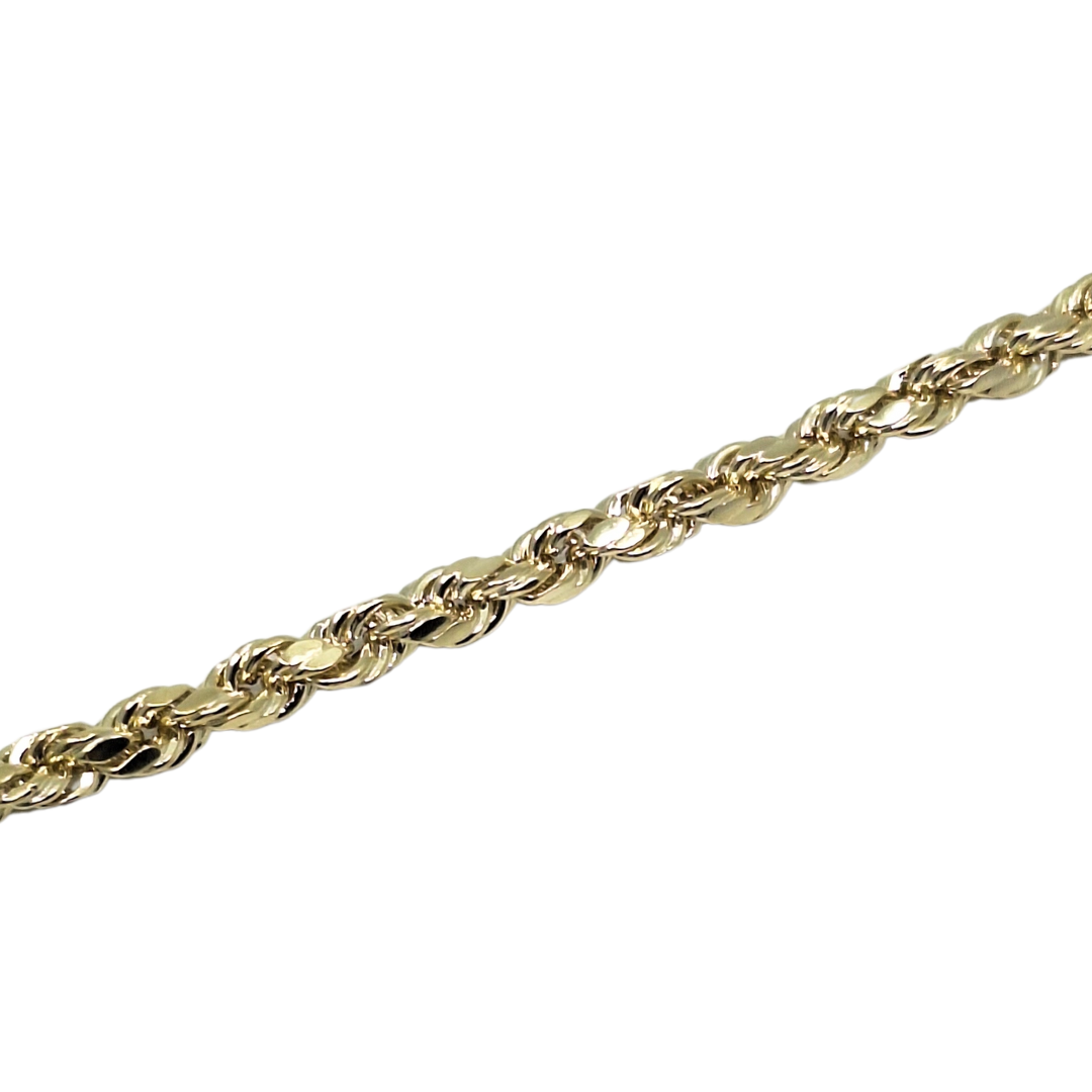 9ct Yellow Gold Hollow Rope Chain 22"