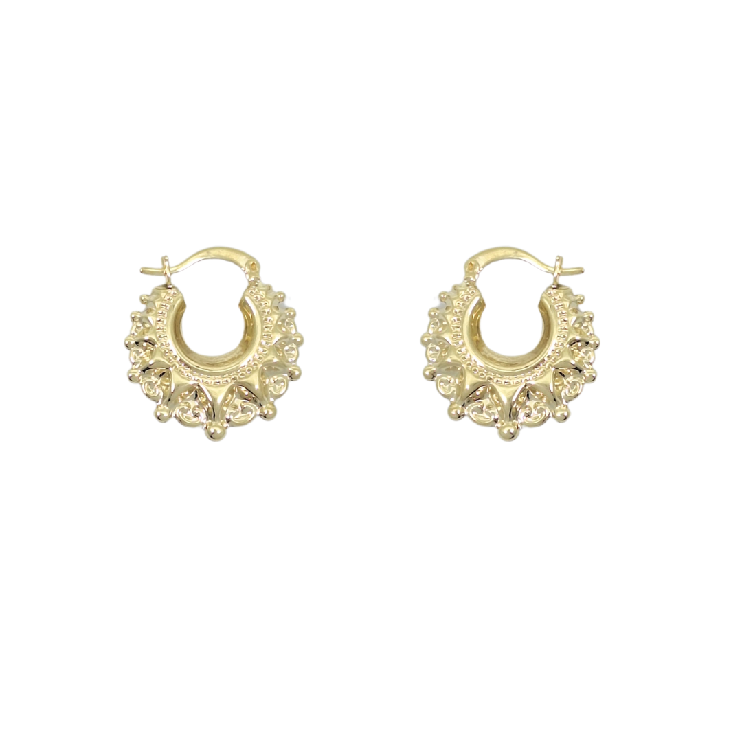 9ct Yellow Gold Medium Spike Creole Earrings