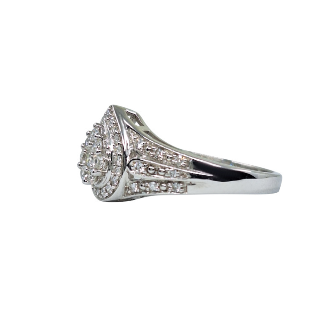 18ct White Gold Diamond Pear Shape Cluster Ring