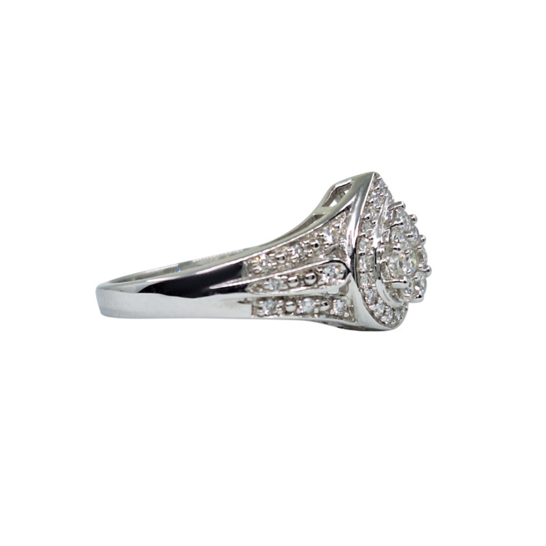 18ct White Gold Diamond Pear Shape Cluster Ring