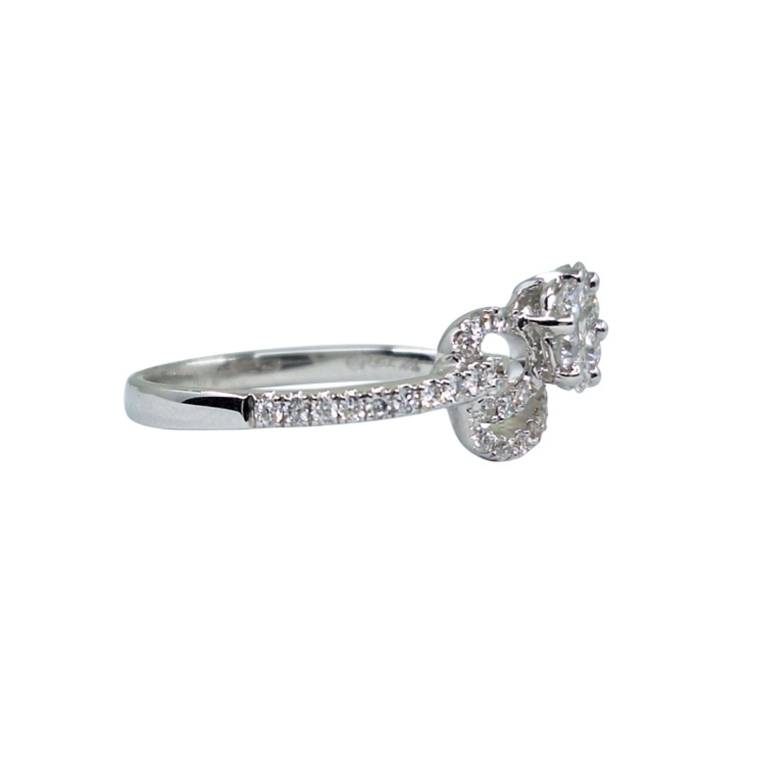 18ct White Gold Diamond Swirl Cluster Ring