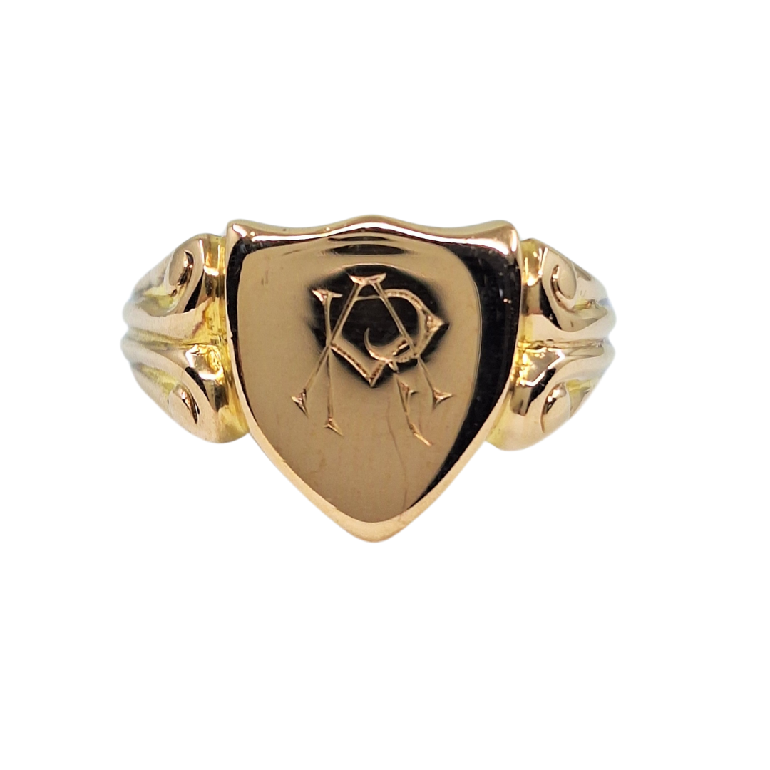 18ct Rose Gold Shield Signet Ring