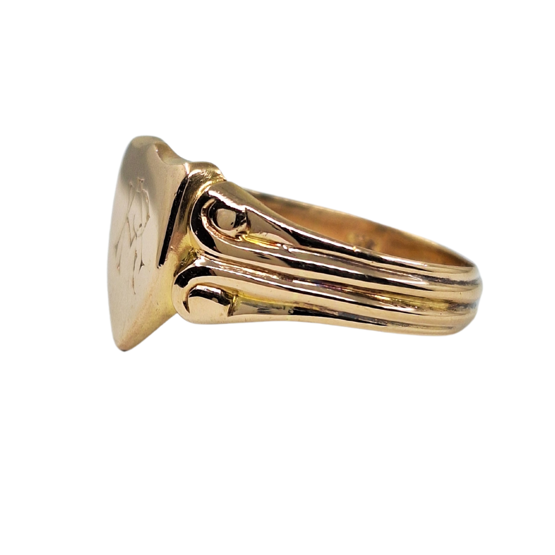 18ct Rose Gold Shield Signet Ring