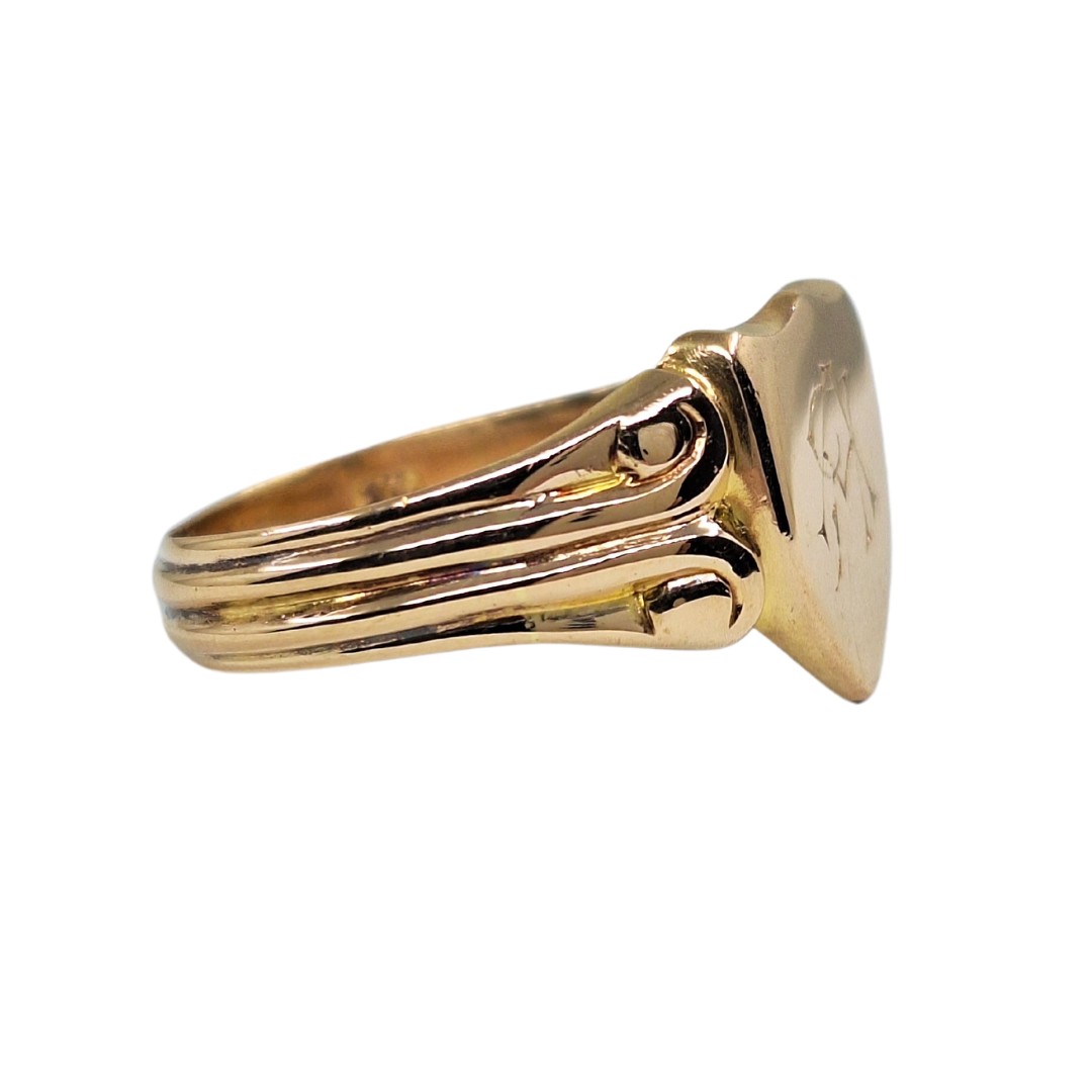18ct Rose Gold Shield Signet Ring