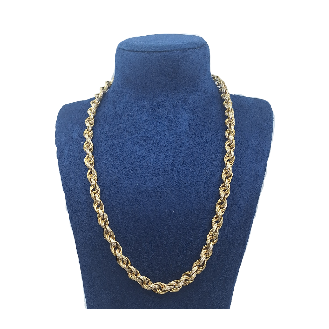 9ct Yellow Gold Cubic Zirconia Rope Chain 24"