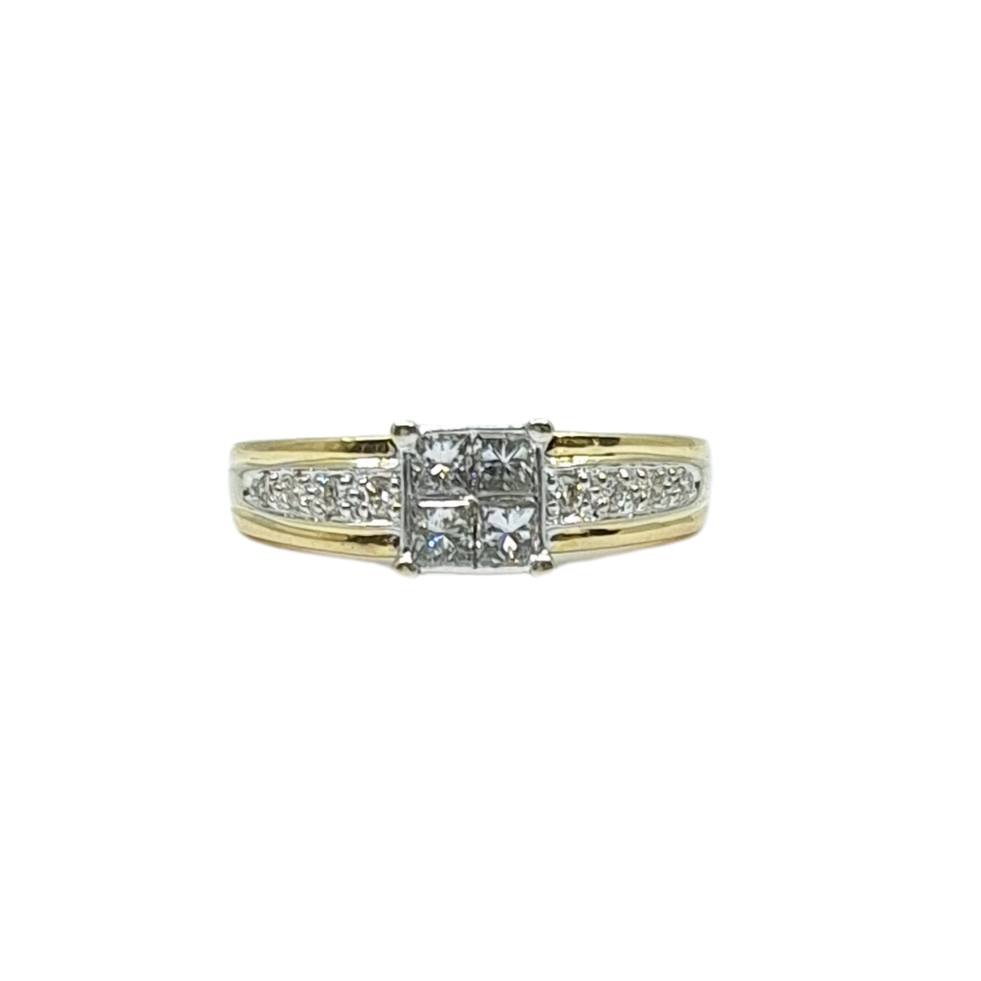 18ct Yellow Gold Tile Set Diamond Ring