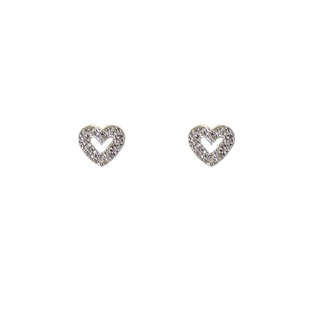 9ct Yellow Gold CZ Heart Earrings