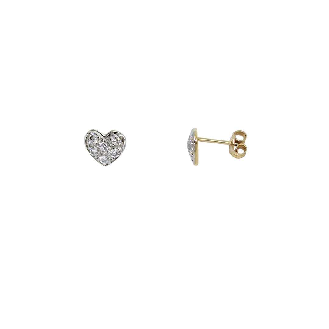 9ct Yellow Gold CZ Heart Cluster Earrings