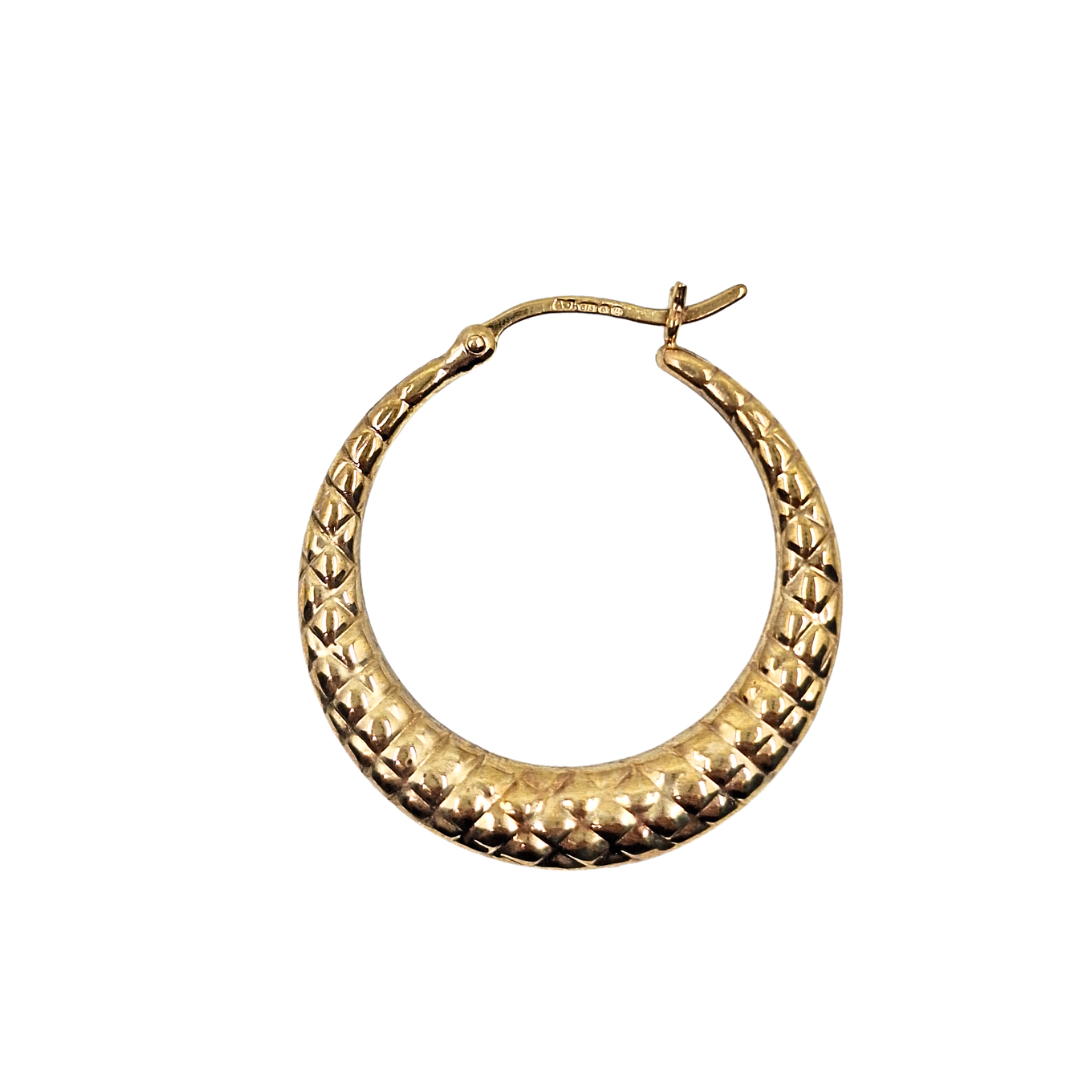 9ct Yellow Gold Round Patterned Creole Earrings