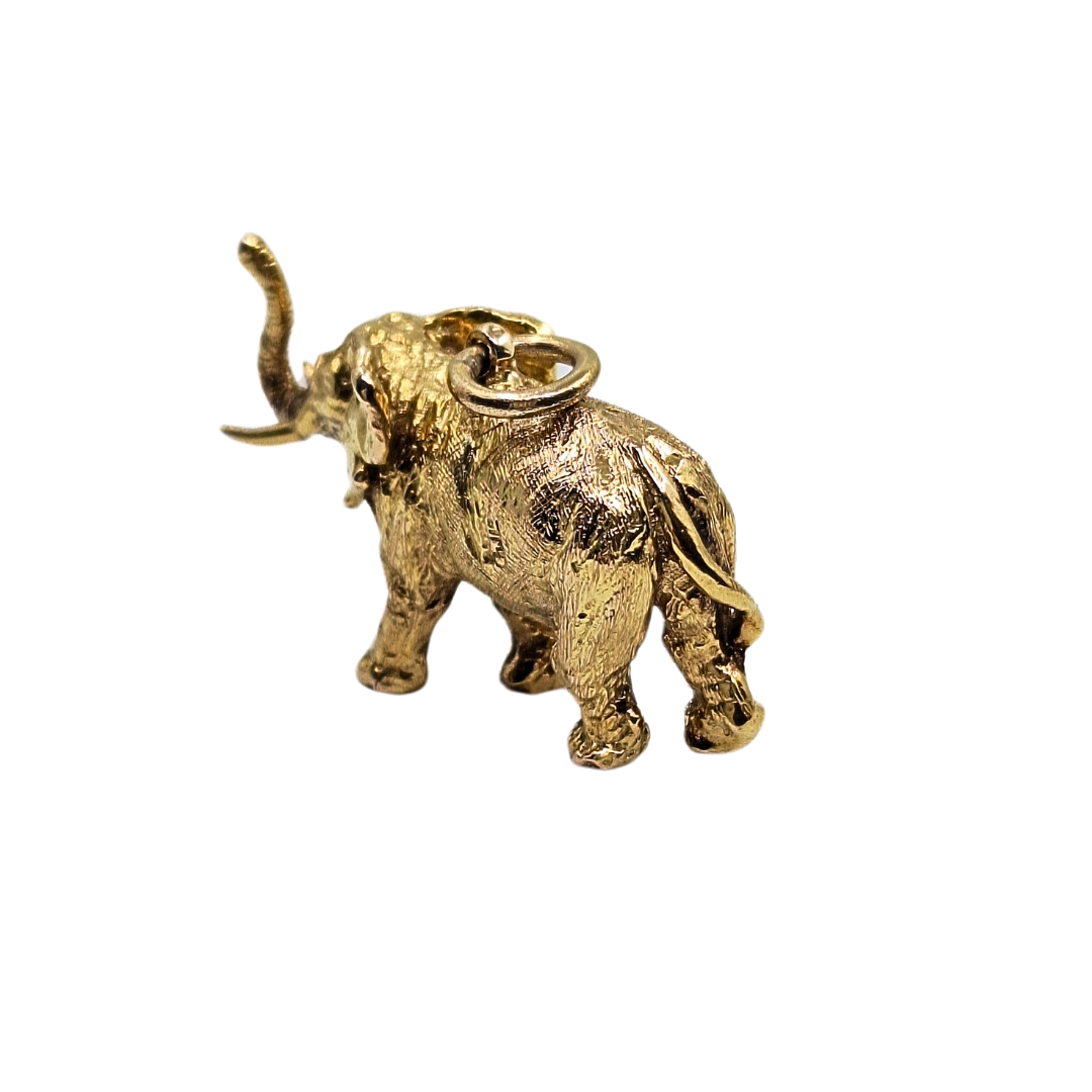 9ct Yellow Gold Solid Elephant Pendant