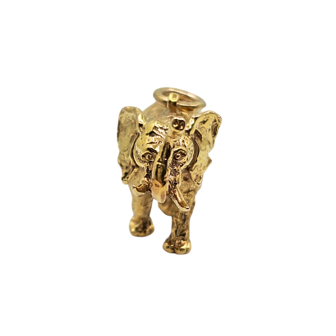 9ct Yellow Gold Solid Elephant Pendant