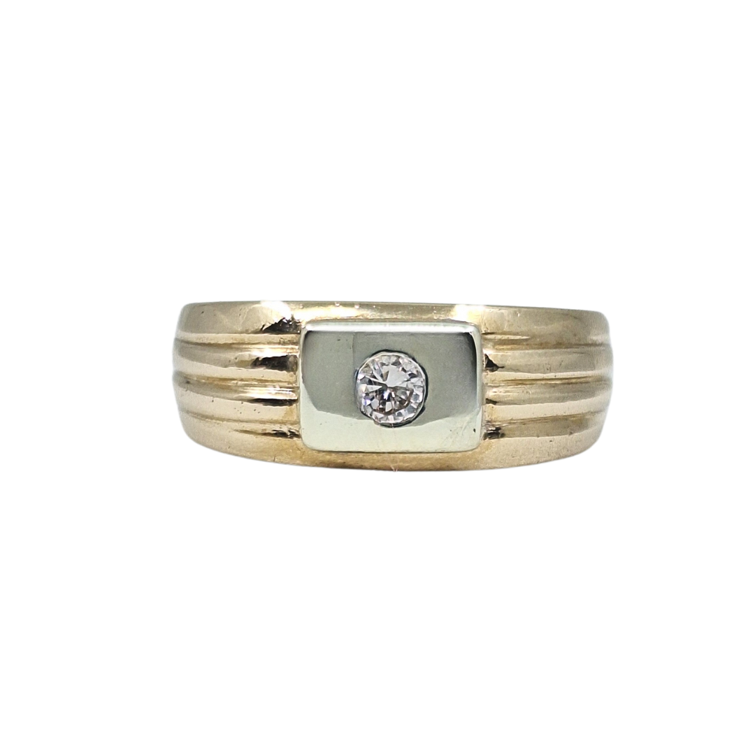 9ct Two Colour Gold Diamond Set Signet Ring