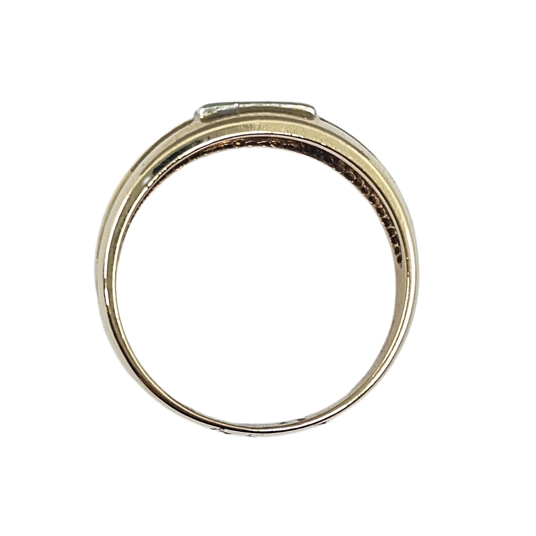 9ct Two Colour Gold Diamond Set Signet Ring