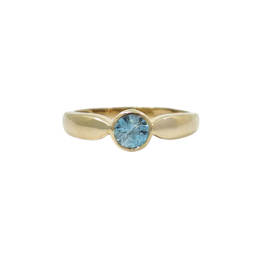 9ct Yellow Gold Blue Zircon Solitaire Ring