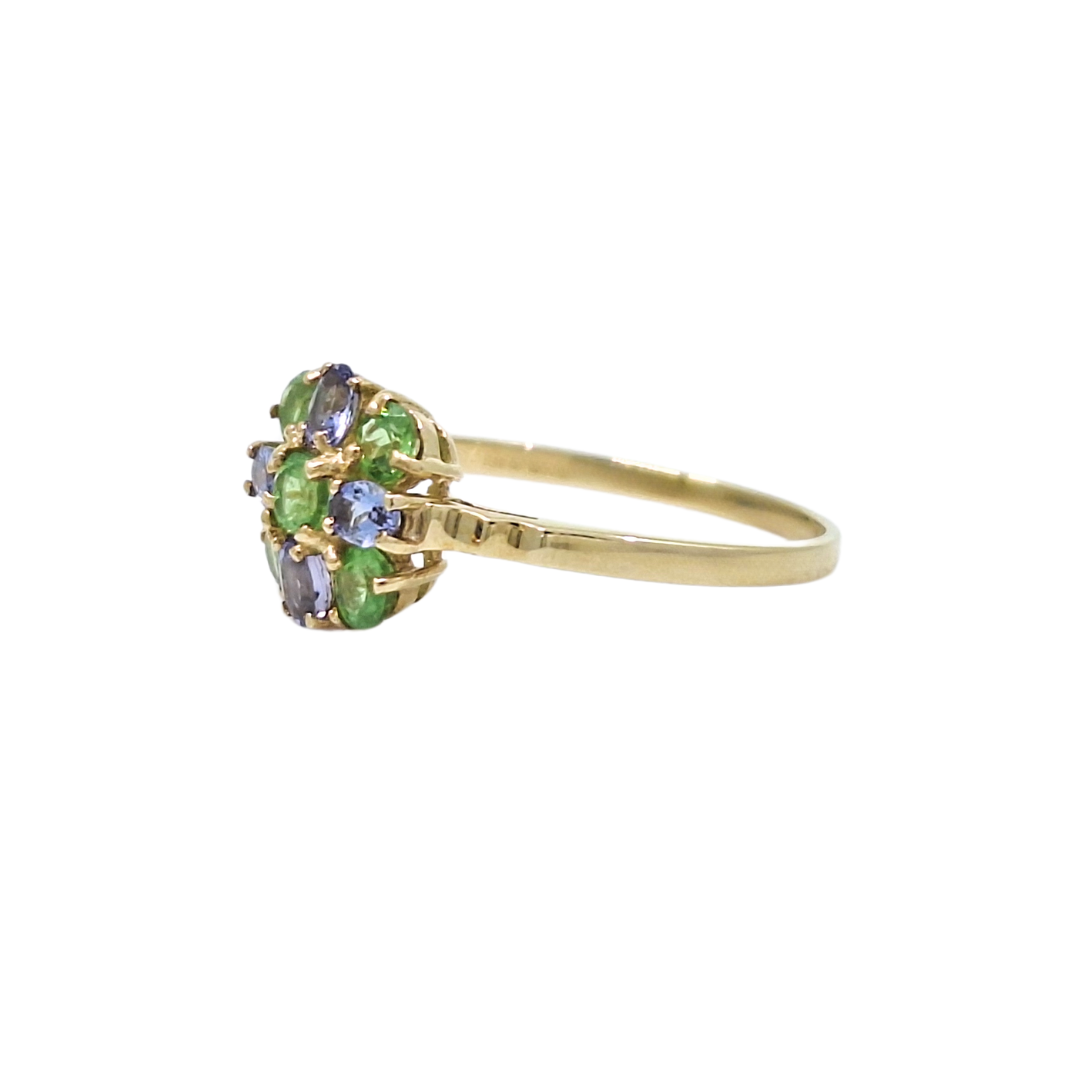 9ct Yellow Gold Tanzanite & Tsavorite Garnet Ring