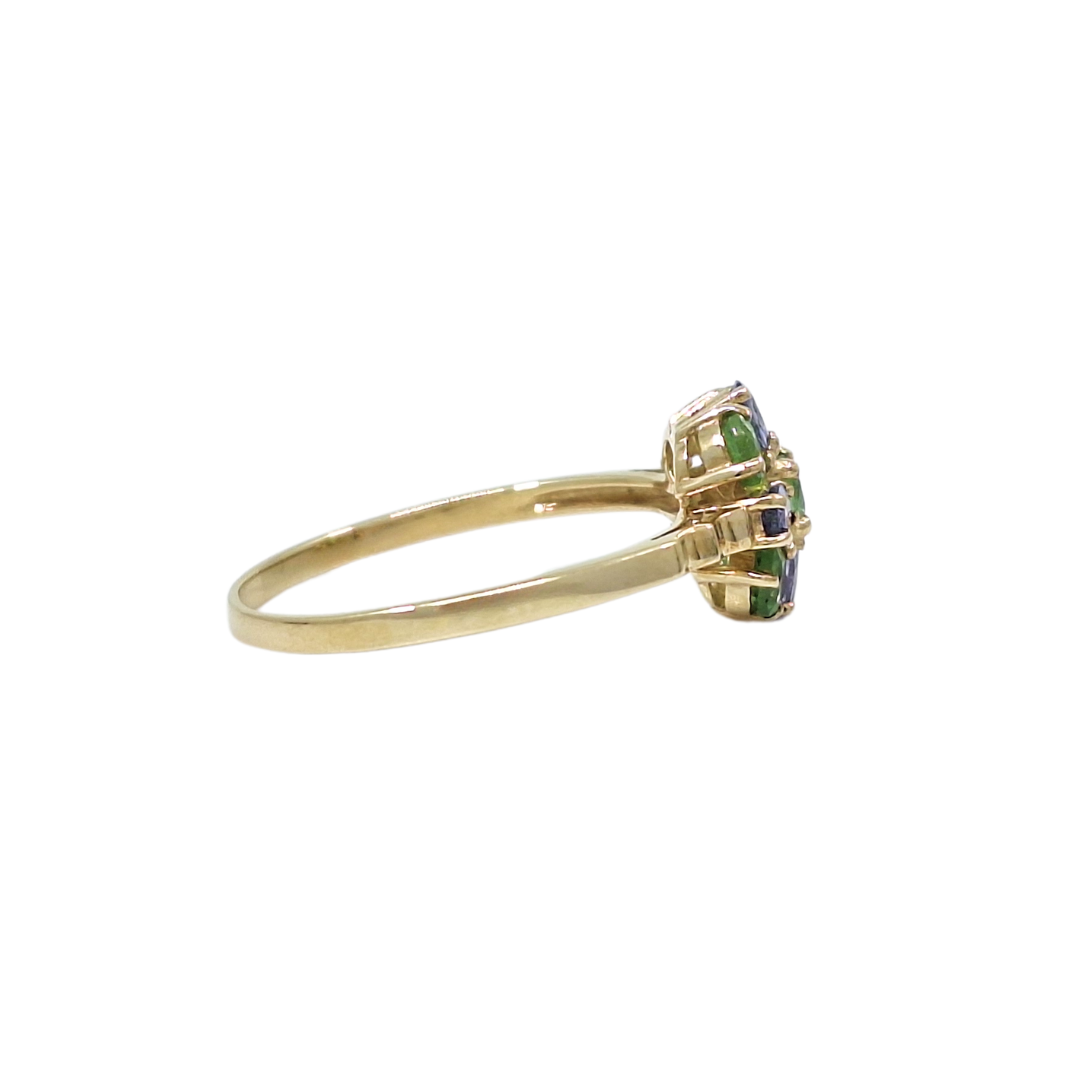 9ct Yellow Gold Tanzanite & Tsavorite Garnet Ring