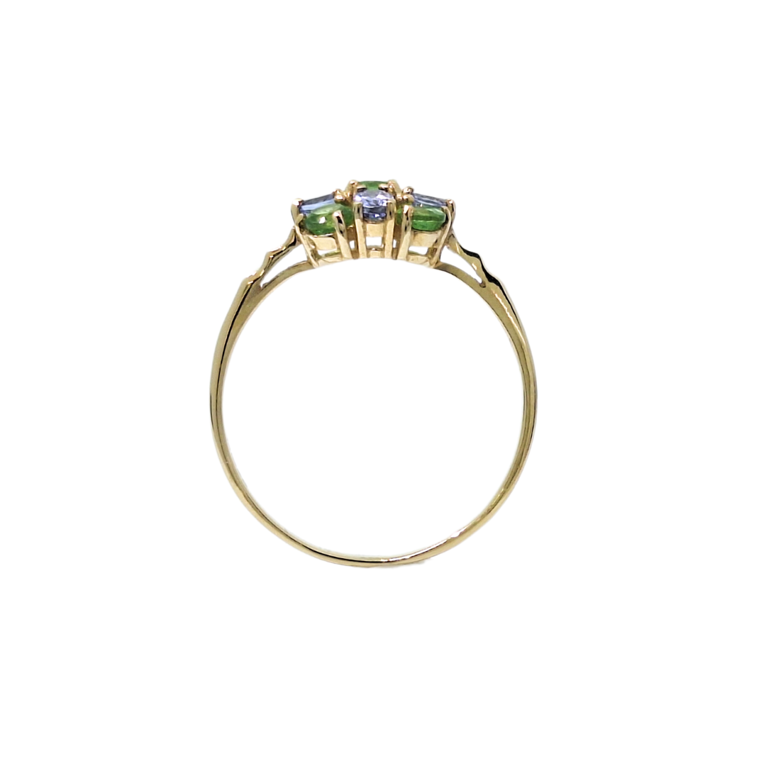 9ct Yellow Gold Tanzanite & Tsavorite Garnet Ring